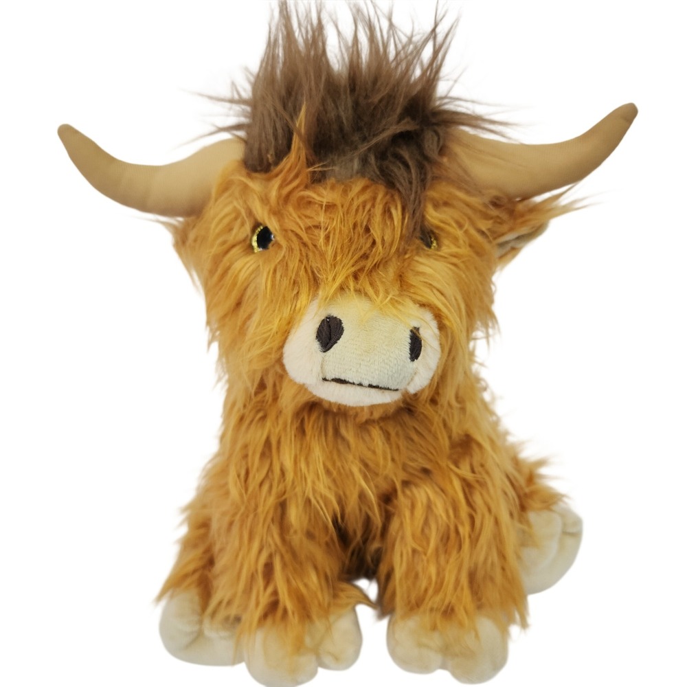 The Bear Factory Highland Cow Plush Shaggy Ginger‎ Stuffed Animal 13 Inch Horns